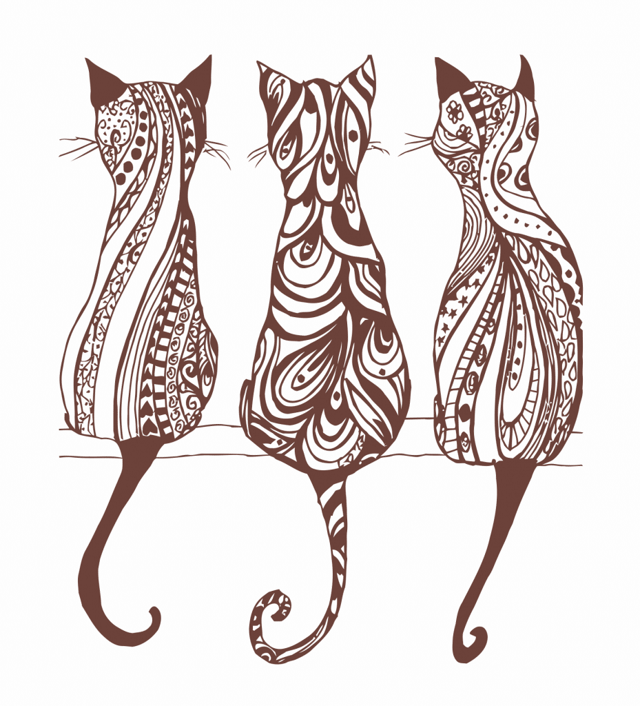 3 gatos — vector para corte CNC