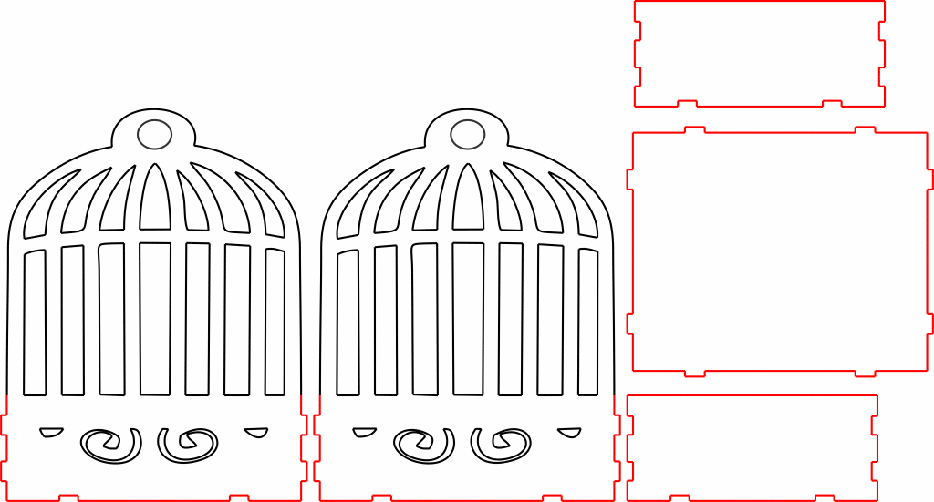 Caja con forma de jaula — vector para corte CNC