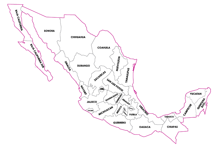 Mapa De La República Mexicana Con Nombres Stanser