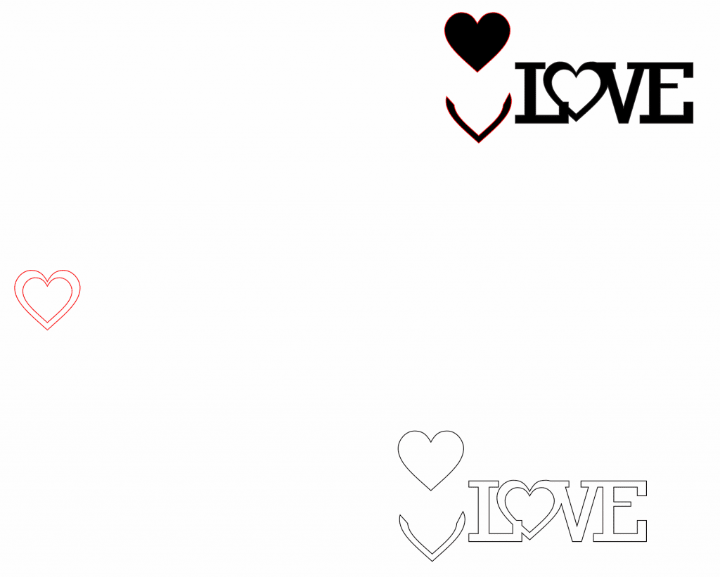 «Love» y corazones — vector para corte CNC
