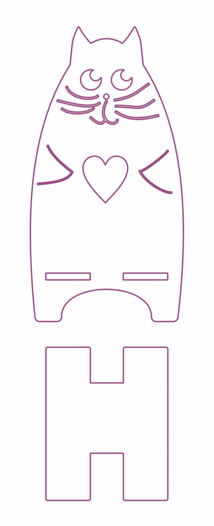 Portacelular Gato con corazón — vector para corte CNC