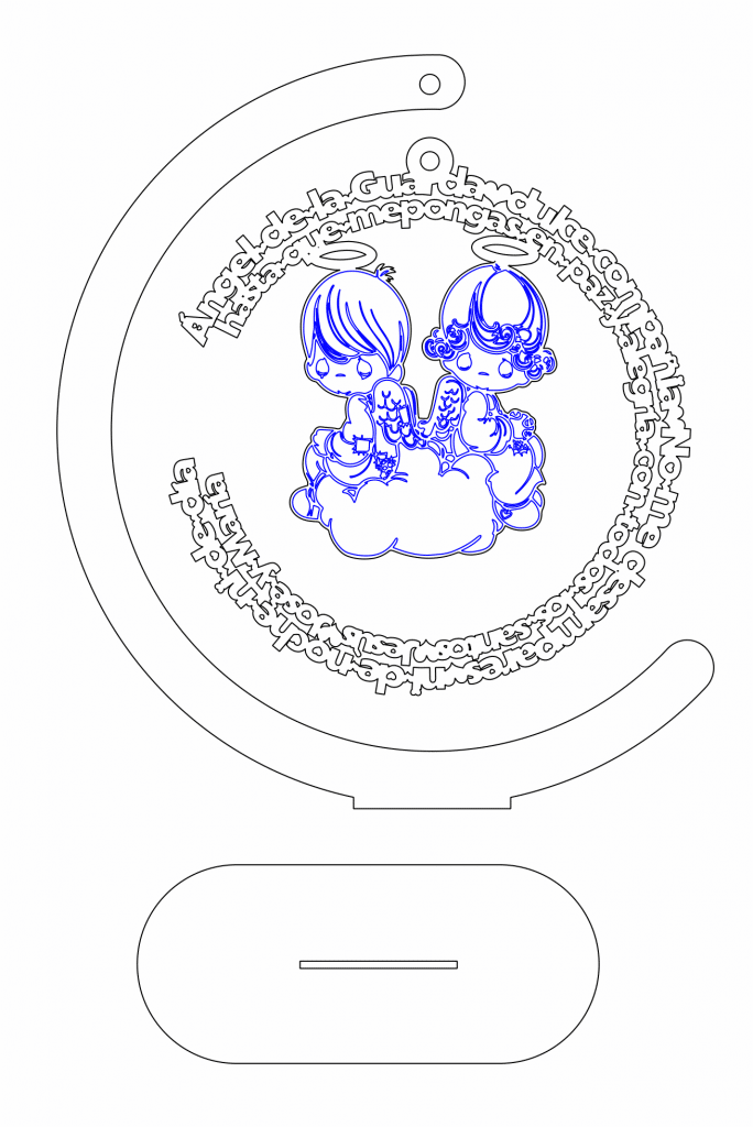 Colgante decorativo con par de ángeles — vector para corte CNC