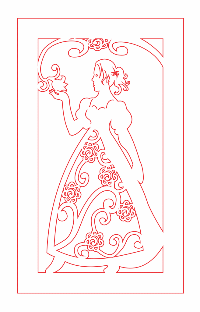 Cuadro de mujer con flores — vector para corte CNC