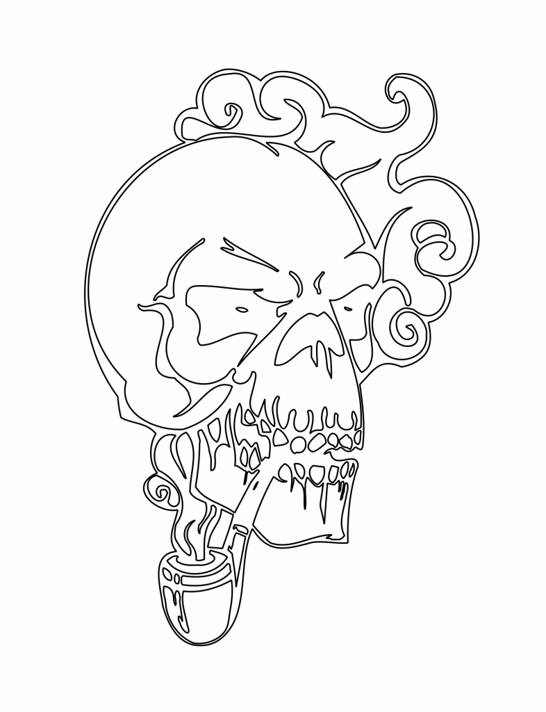 Cráneo con pipa — vector para corte CNC