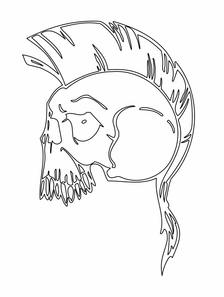 Cráneo con mohicana — vector para corte CNC