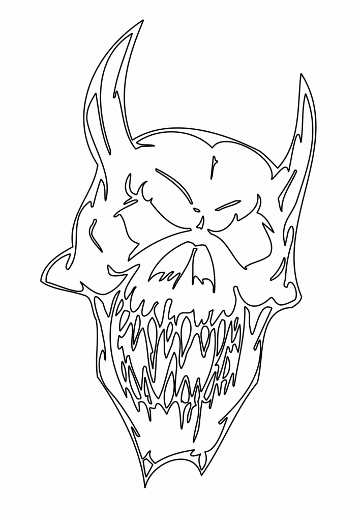 Cráneo con cuernos — vector para corte CNC