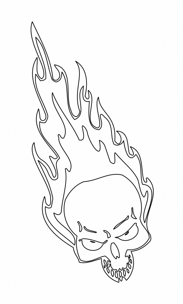 Cráneo con fuego — vector para corte CNC