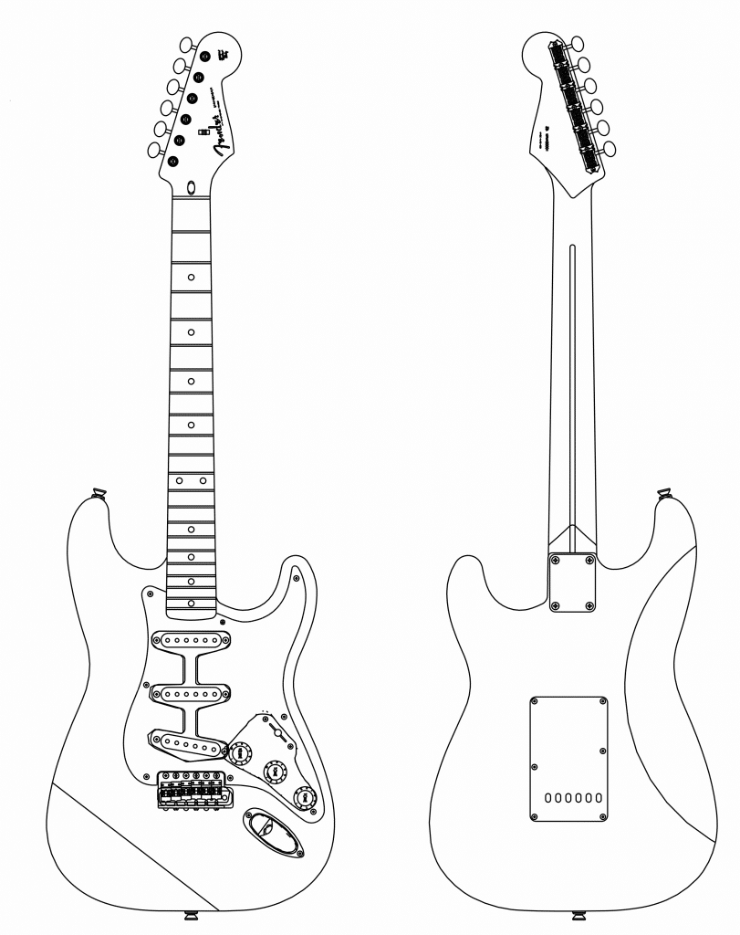 Guitarra (Derecho y revés) 2 — vector para corte CNC