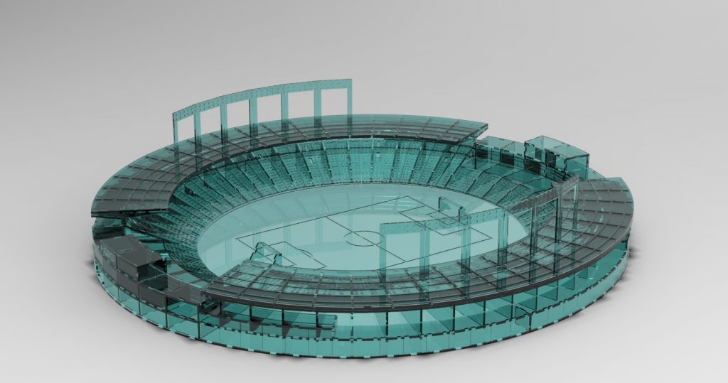 Estadio de fútbol circular — vector para corte CNC