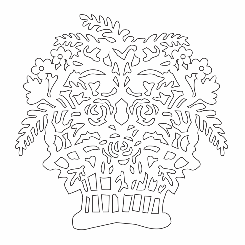 Adorno «Canasta con flores» — vector para corte CNC