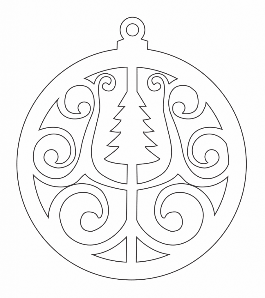 Esfera circular con pino — vector para corte CNC