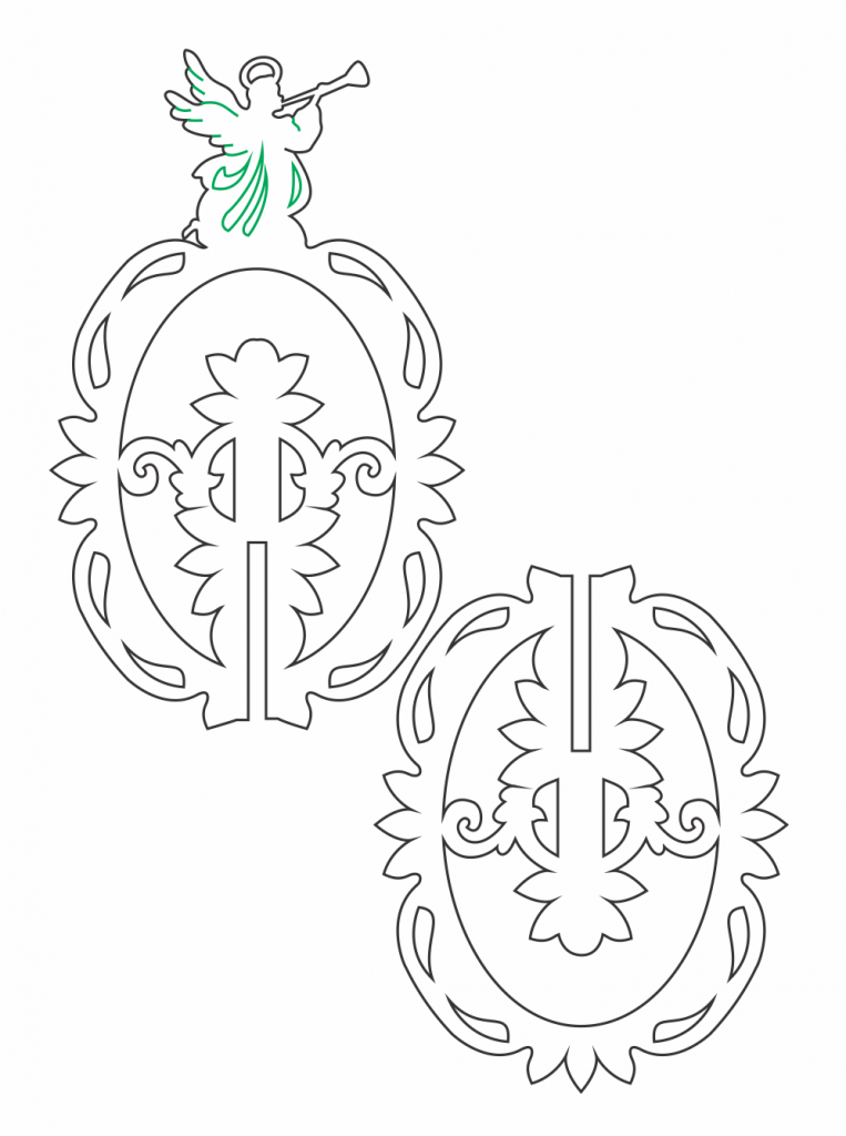 Adorno de ángel con trompeta — vector para corte CNC