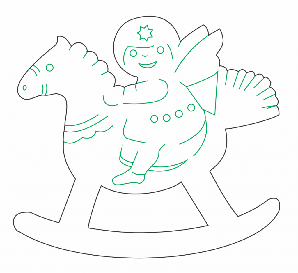 Ángel en caballo — vector para corte CNC