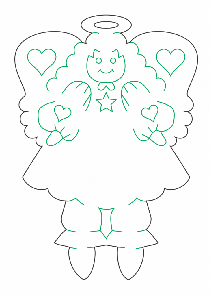 Angelita de corazones — vector para corte CNC