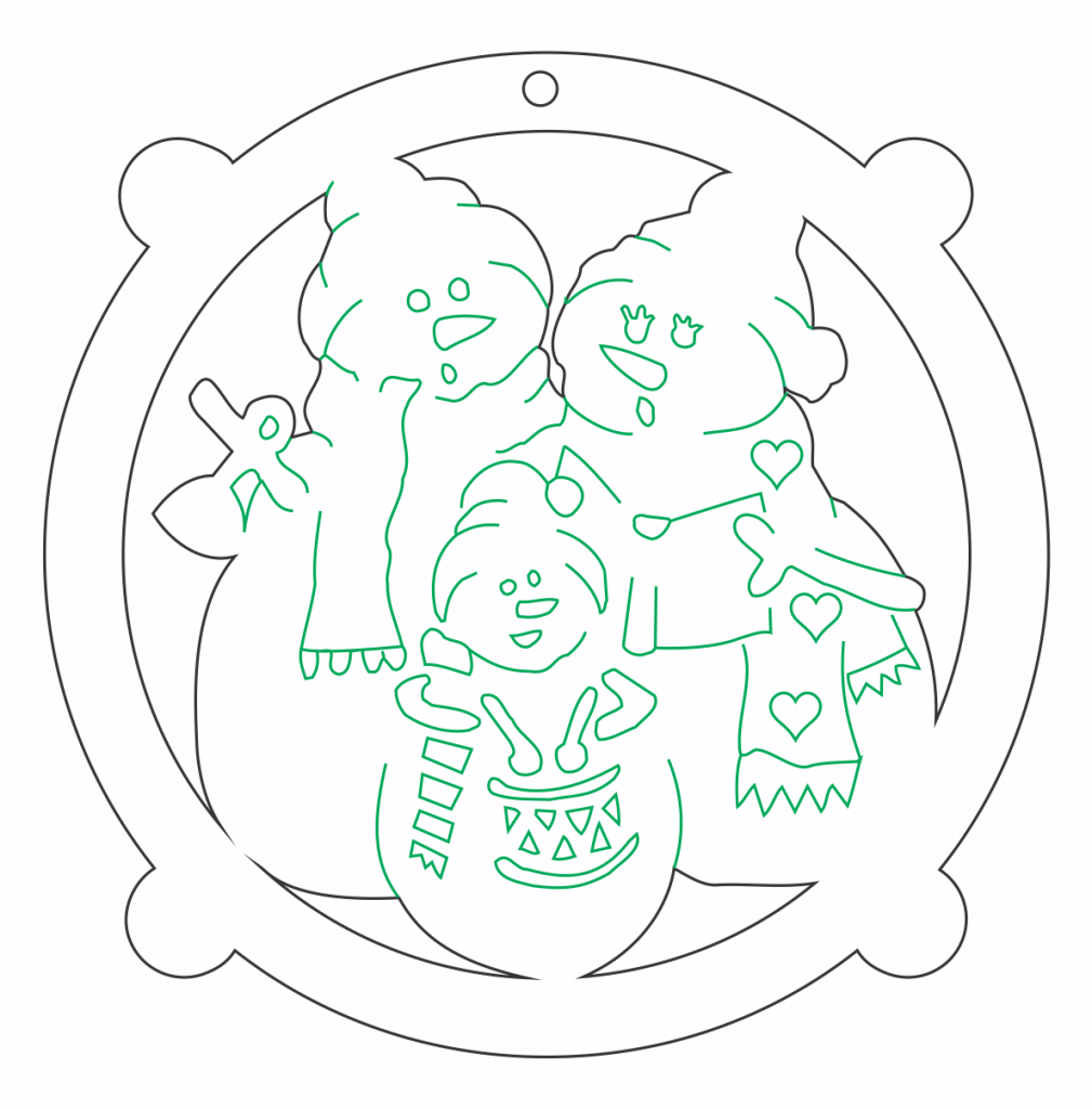Esfera «Familia de Nieve» — vector para corte CNC