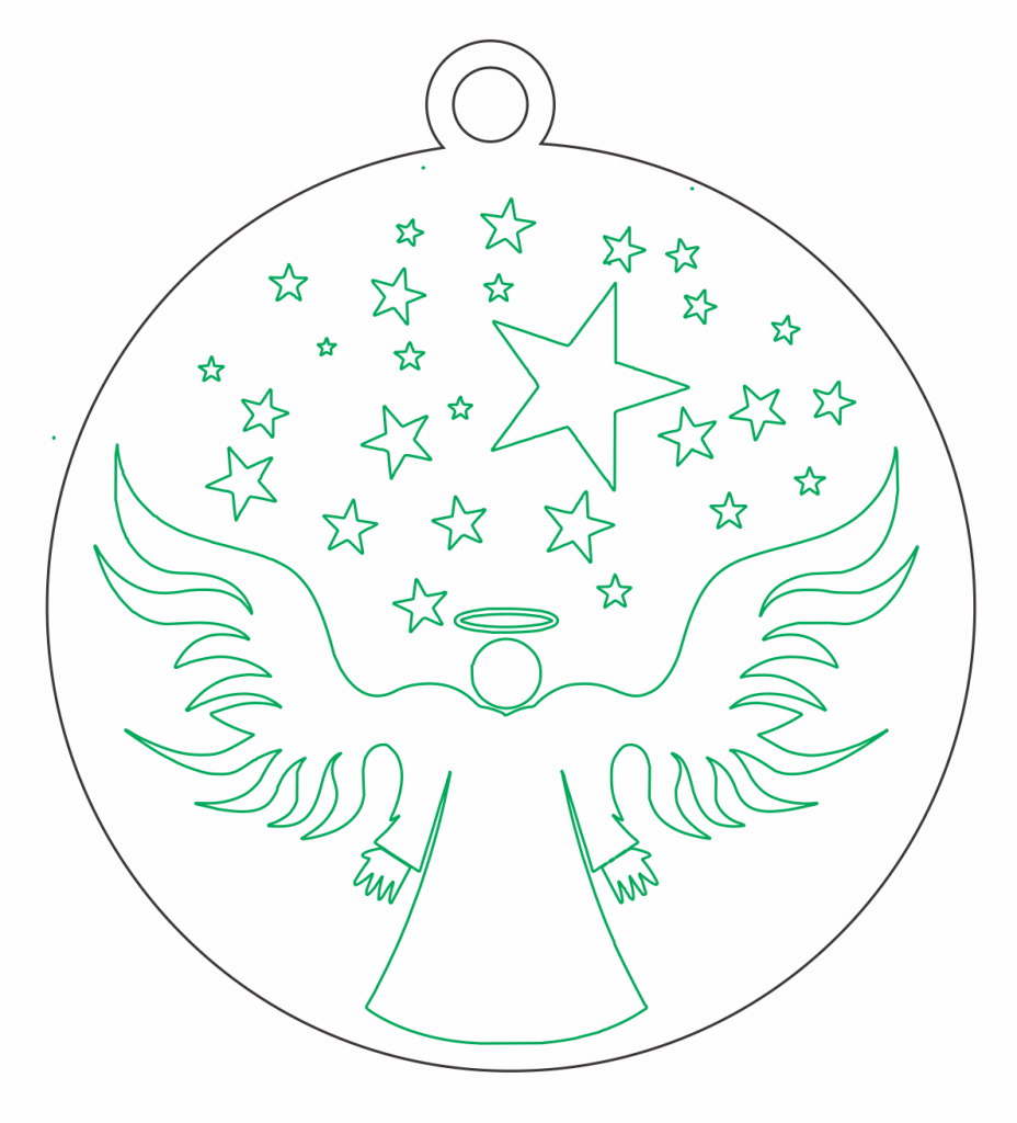 Esfera «Ángel y estrellas» — vector para corte CNC