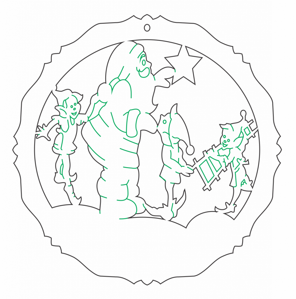 Esfera «Duendes» — vector para corte CNC