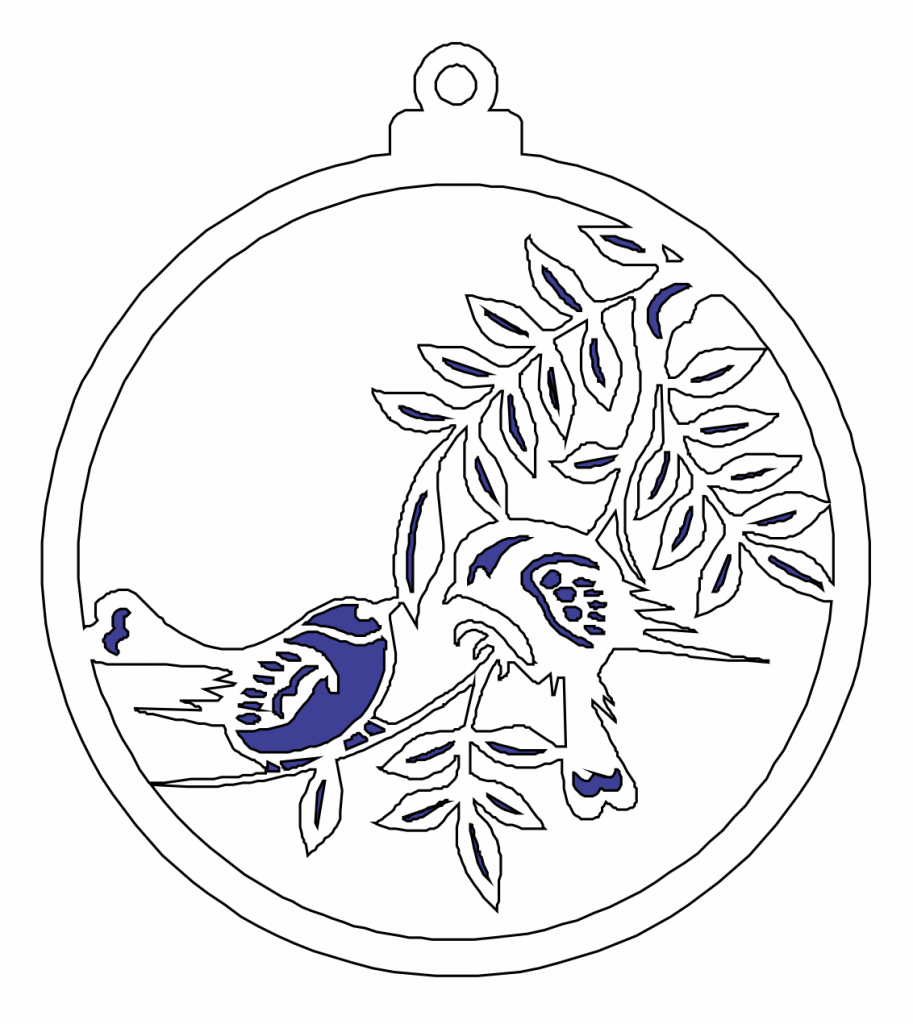 Esfera «Par de aves» — vector para corte CNC