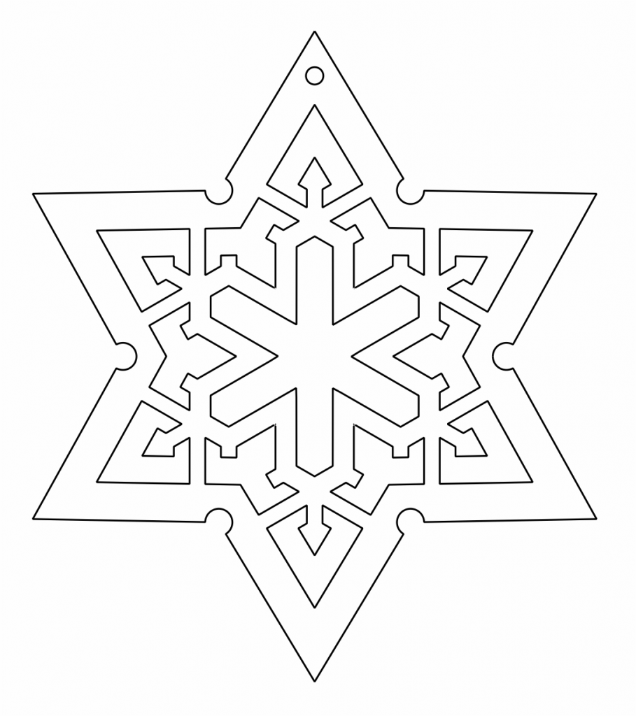 Estrella de 6 picos con copo de nieve — vector para corte CNC