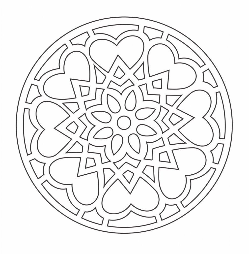Mandala de corazones — vector para corte CNC