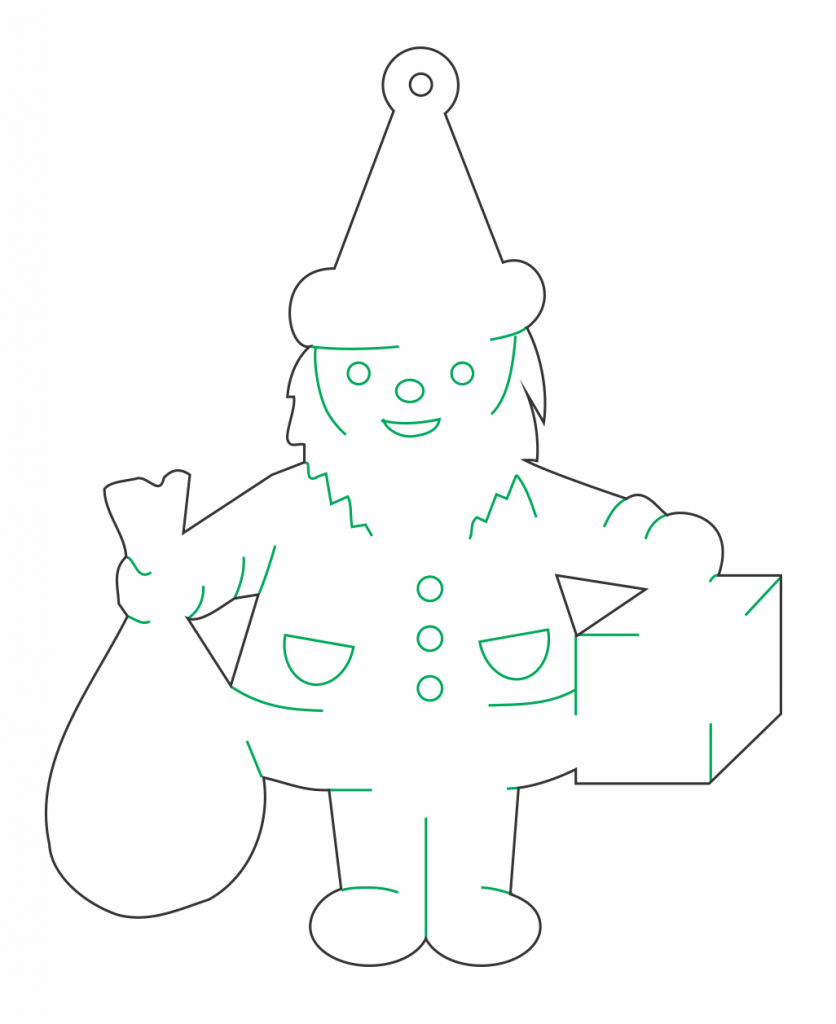 Santa con obsequios — vector para corte CNC