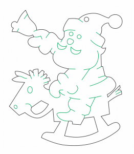 Santa en caballo de madera