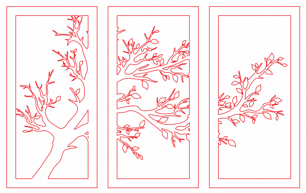 Tríptico de árbol — vector para corte CNC