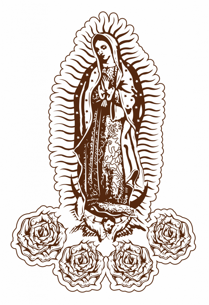 Virgen con rosas — vector para corte CNC