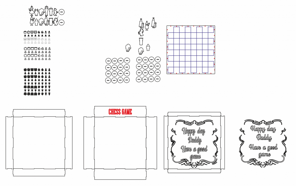 Tablero de ajedrez con caja — vector para corte CNC