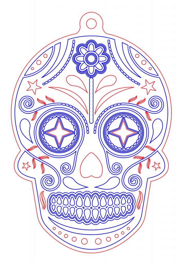 Esfera de calavera «Espirales» — vector para corte CNC