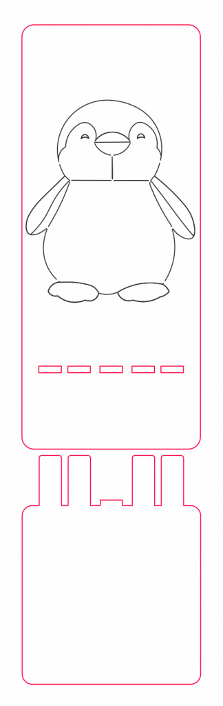 Base para celular «Pingüino» — vector para corte CNC