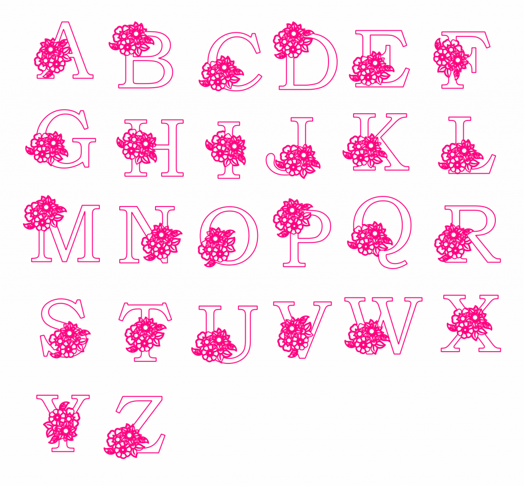 Abecedario de flores — vector para corte CNC