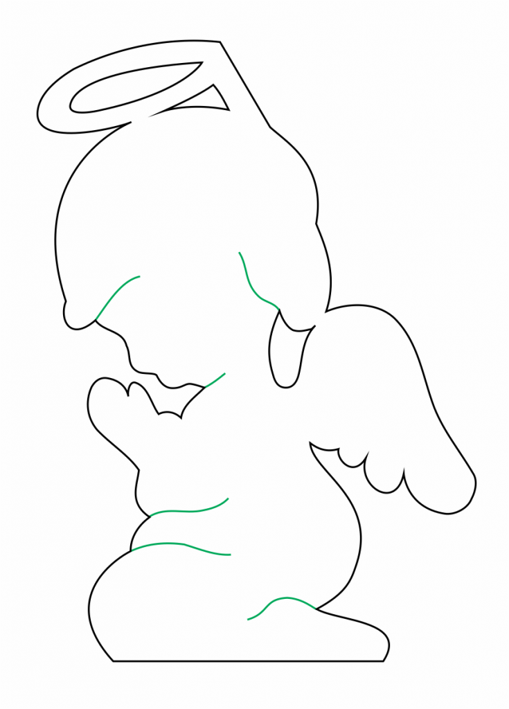 Silueta de ángel rezando — vector para corte CNC