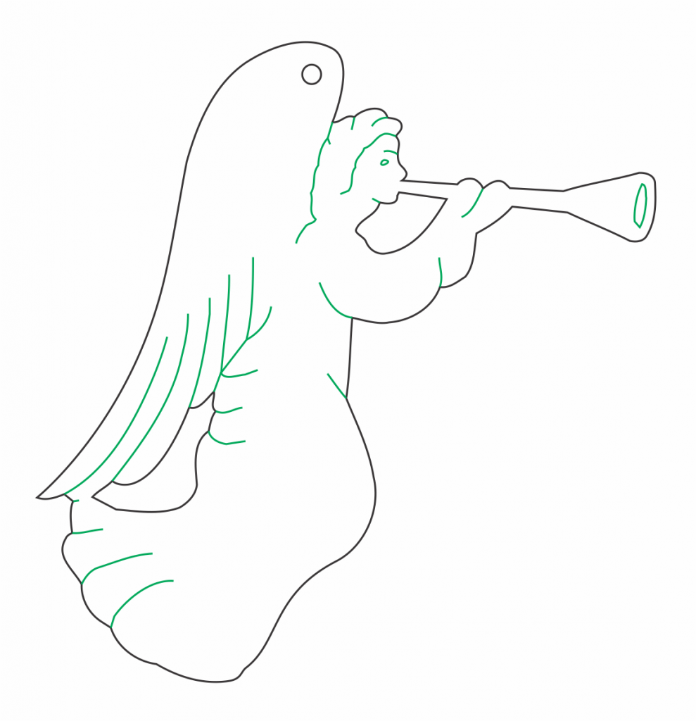 Decoración de ángel con trompeta — vector para corte CNC