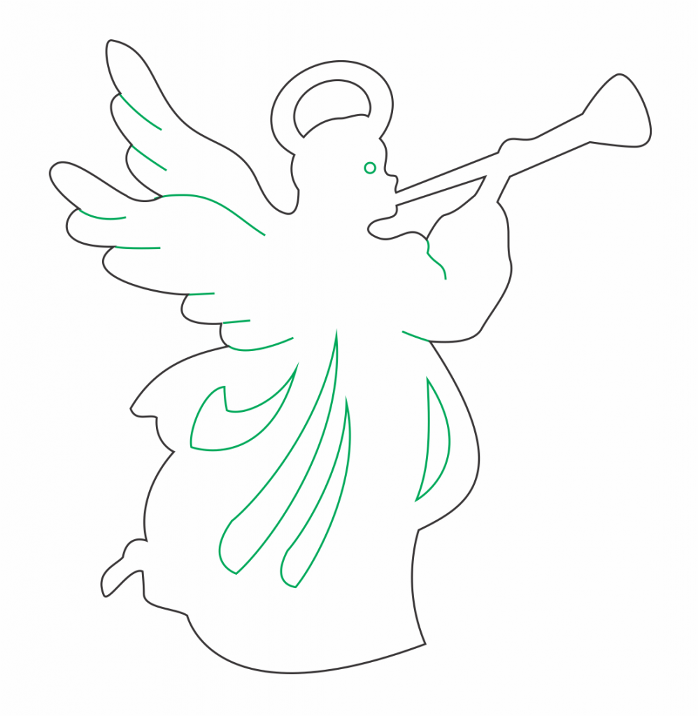 Angelina tocando una trompeta — vector para corte CNC