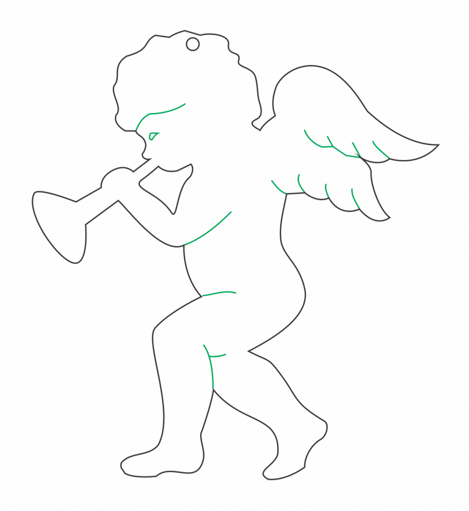 Angelito desnudo — vector para corte CNC