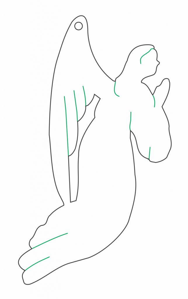 Ángel en plegaria — vector para corte CNC