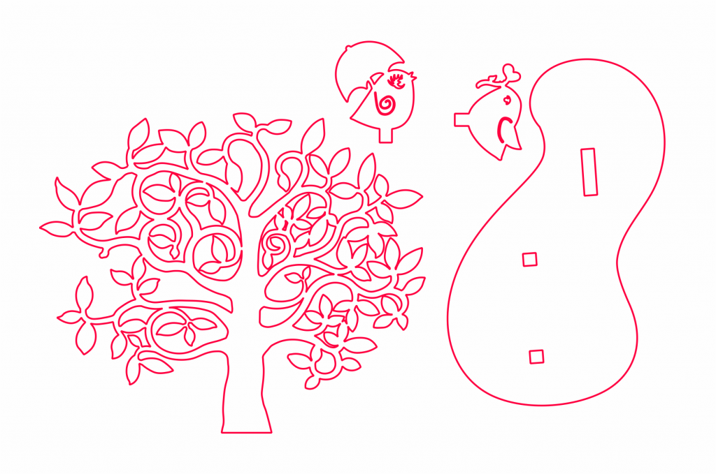 Árbol «Pájaro con sombrilla» — vector para corte CNC
