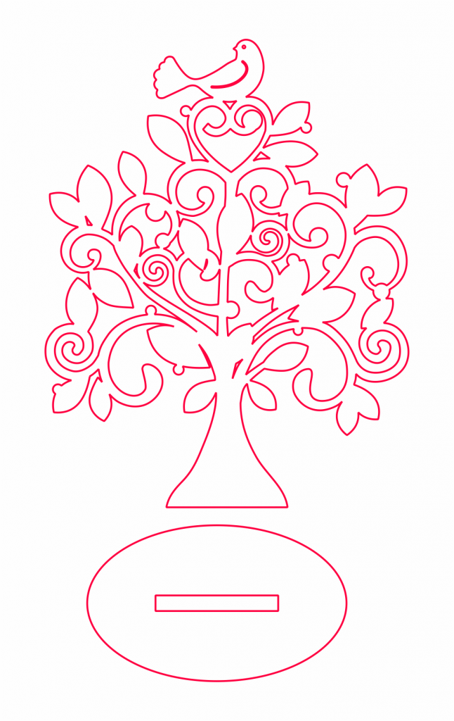 Árbol con ave — vector para corte CNC