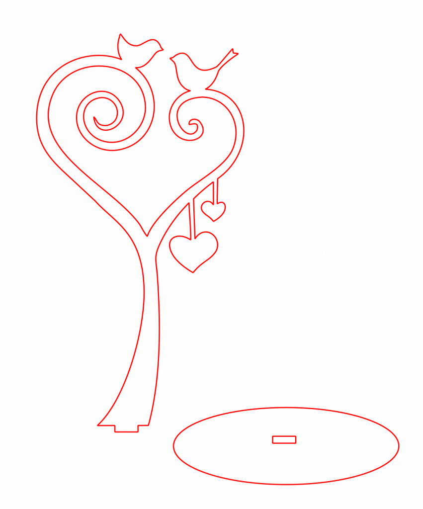 Árbol de corazón — vector para corte CNC