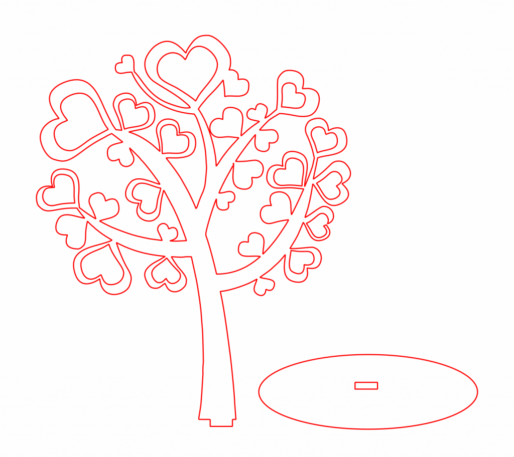 Árbol «Hojas de corazón» — vector para corte CNC