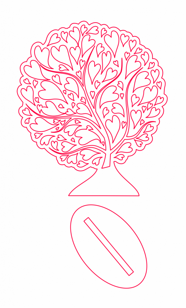 Árbol redondo «Corazones» — vector para corte CNC