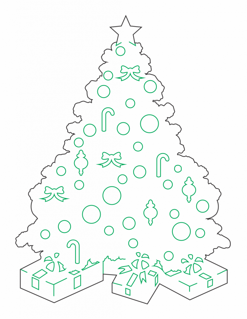 Árbol con regalos — vector para corte CNC