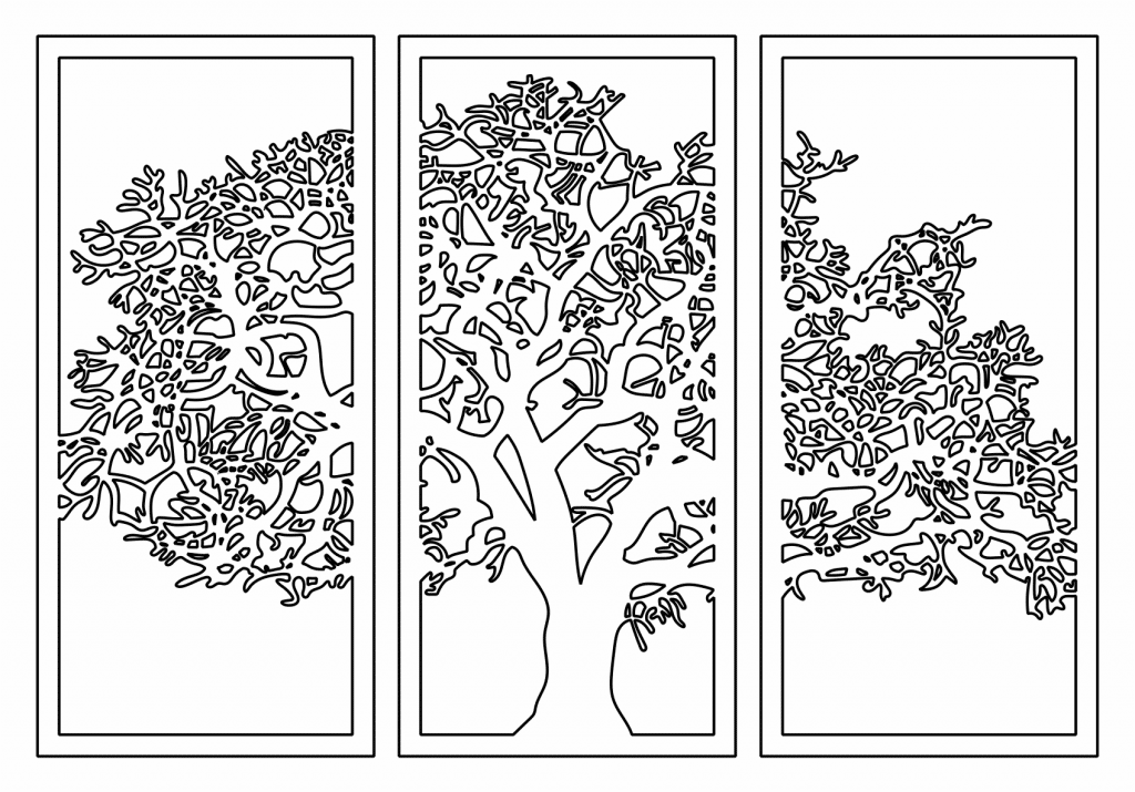 Árbol en tríptico — vector para corte CNC