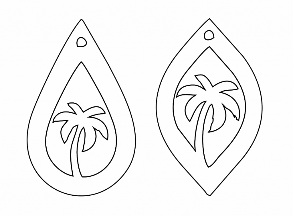Aretes con palmeras 2 — vector para corte CNC