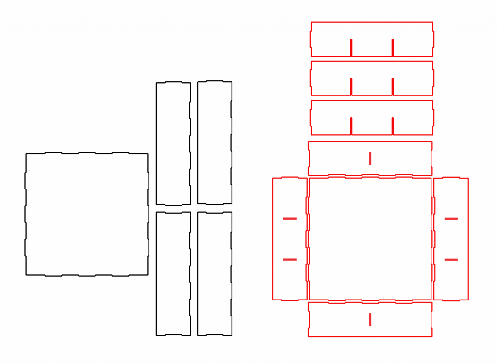 Caja con divisiones y tapa — vector para corte CNC