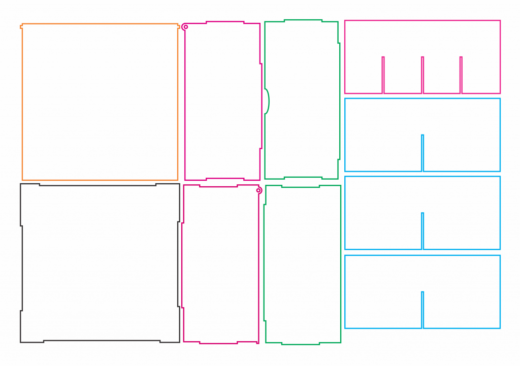 Caja cuadrada con divisiones — vector para corte CNC
