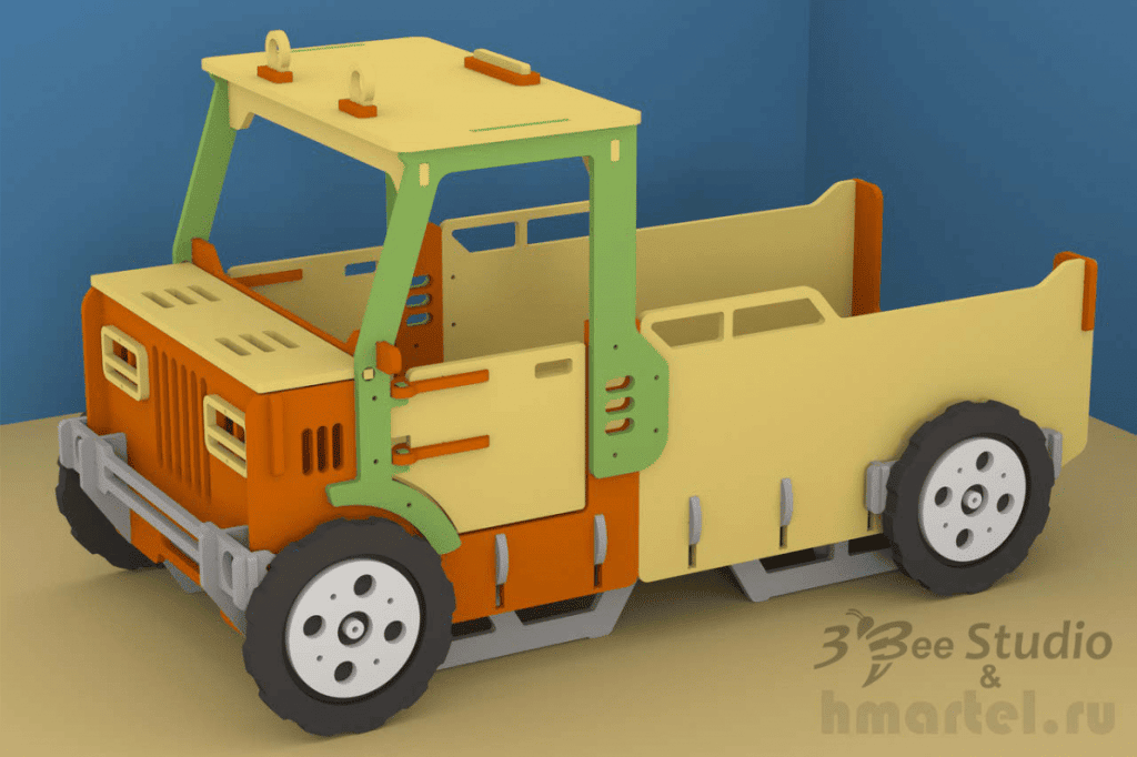Carro de juguete — vector para corte CNC