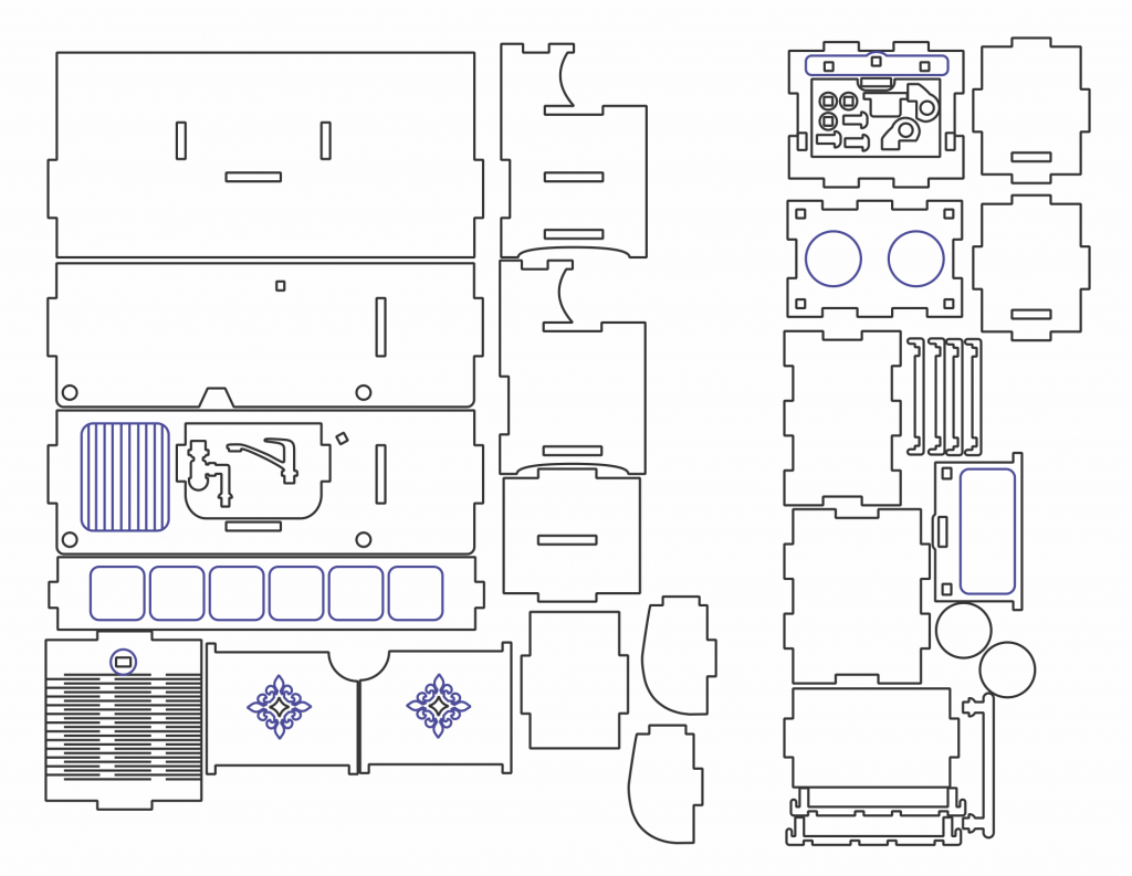 Set de cocina armable — vector para corte CNC