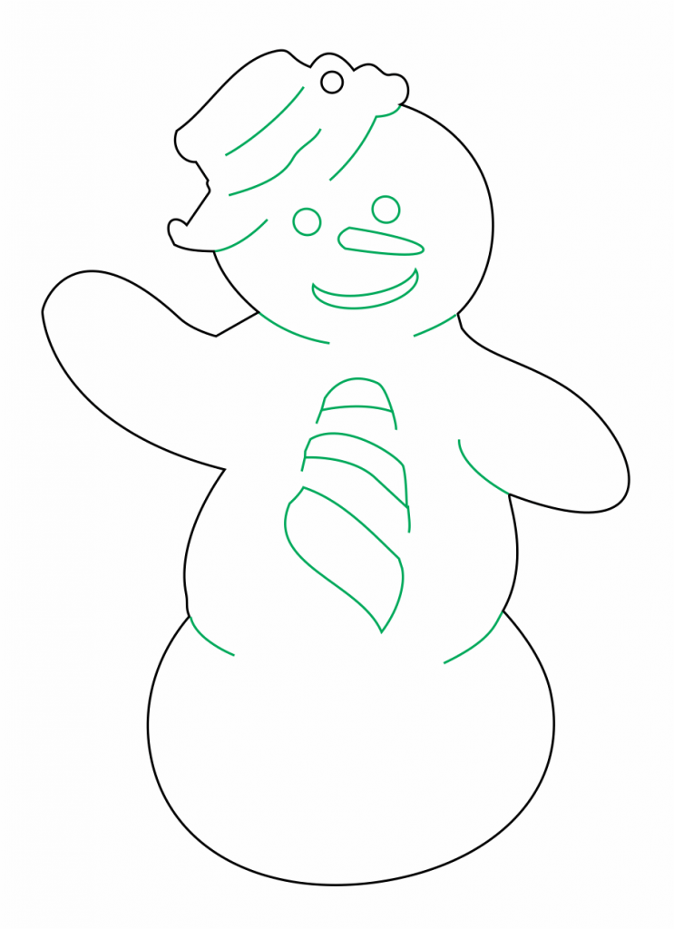 Muñeco de nieve con corbata — vector para corte CNC